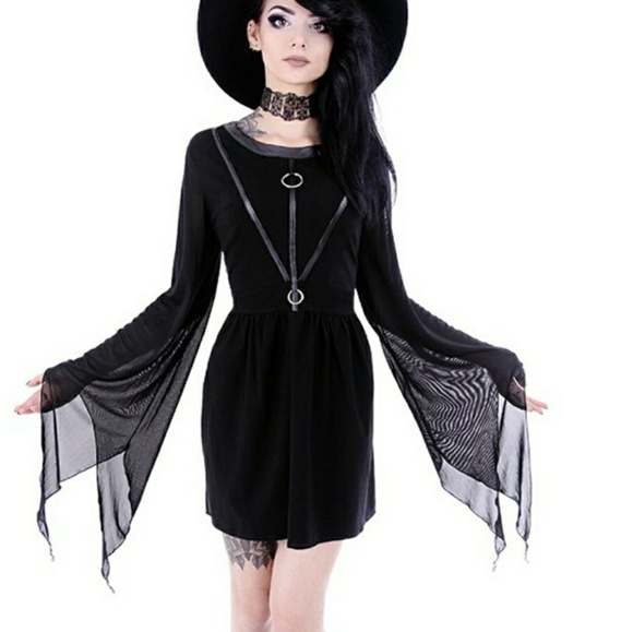 gothic bell sleeve dress